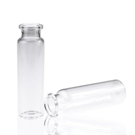 Case of 100 Borosilicate Glass Clear Flat Bottom Headspace Vial with Beveled Finish, 20 Ml Capacity