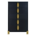 thumbnail image 2 of Theo Tall Dresser Chest, 5 Drawers, Vertical Gold Handles, Black Wood, 2 of 5