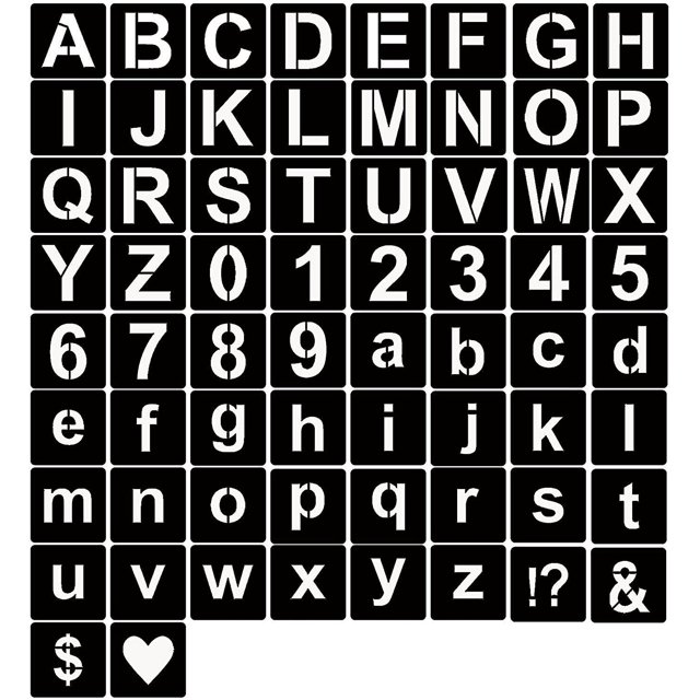 Kit de plantillas de letras de 3 pulgadas, juego de plantillas entrelazadas de letras y números de plástico, plantilla de pintura hueca de 66 piezas, plantillas entrelazadas de plástico Le