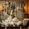 thumbnail image 5 of Aufmer Household Bathroom Essential Dinosaur Pattern Shower Curtain Waterproof Isolation Partition Stylish Decorative Barrier For Bathroom Bathtub Private Space Protection(with 12×Hook), 5 of 5