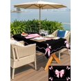 thumbnail image 4 of Outdoor Tablecloth with Umbrella Hole and Zipper, Valentine's Day Rectangle Table Cloth 54x80 Inch Waterproof Tablecloth, Pink Bowknot Ribbon on Black Mother's Day Picnic Table Cover for Patio, 4 of 7