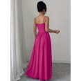thumbnail image 2 of Hot Pink Womens Elegant Spaghetti Strap Ruched Waist Flowing Maxi Dress For Wedding Guest Or Formal Occasion, 2 of 7