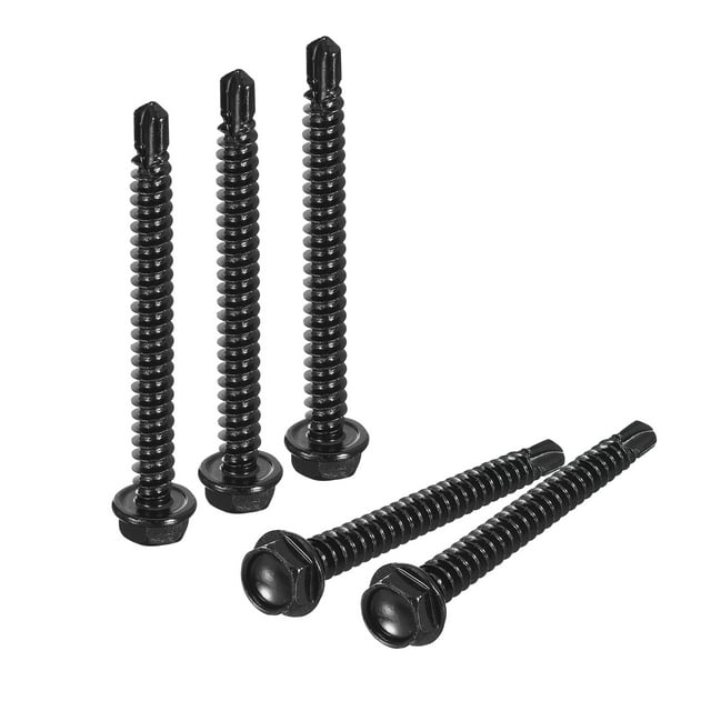 Unique Bargains 30Pack #8 x 2' Hex Washer Head Self Tapping Screws Sheet Metal Screws