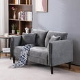 thumbnail image 6 of Hak 52 Inch Loveseat Rounded Curved Arms Biscuit Tufting Wood Legs Gray, 6 of 6
