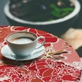 thumbnail image 3 of Ambesonne Floral Inspiration Fitted Round Tablecloth, Flowers Ambrosia, 56"- 60" Diameter, Ruby Dark Salmon Salmon, 3 of 5