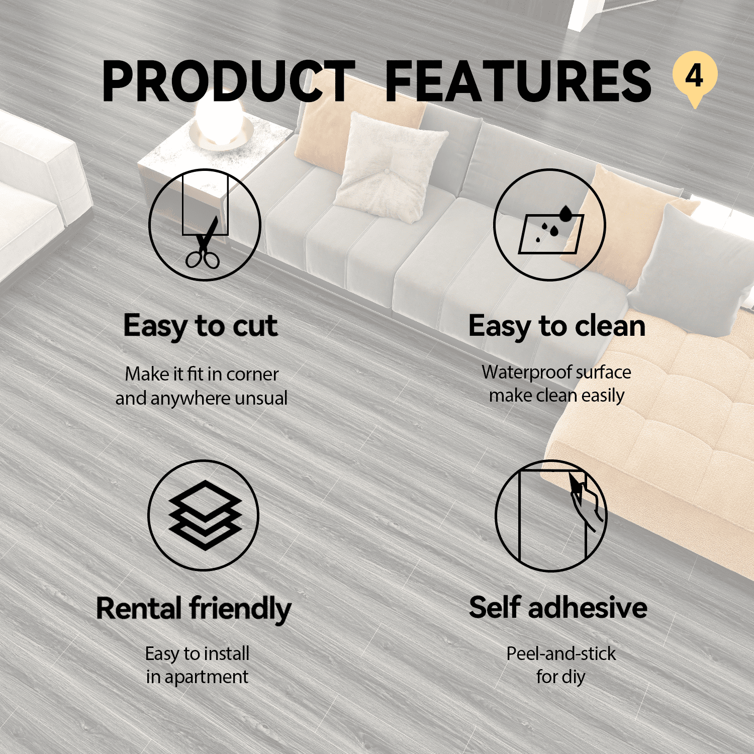 auxua Wood Grain Peel and Stick Floor Tiles – 11.8” Width, Full Roll Length of 118" – Versatile Design for Any Space, Grey Self Adhesive Vinyl Flooring, Waterproof and Non-Slip Features