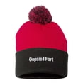thumbnail image 1 of Embroidered Pom Pom Oopsie I Fart, Funny Saying-EM-0051-Red-Black, 1 of 1