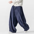 thumbnail image 2 of MIXUE Mens Cargo Pants Solid Color Corduroy Baggy Wide Leg Stretch Elastic Waist Drawstring Relaxed Fit Trousers Sweatpants for Men Sportwear,Blue,XXXL, 2 of 5