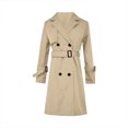 thumbnail image 3 of WCMZJ Women's Double Breasted Trench Coats Mid-Length Belted Overcoat Long Dress Jacket with Pockets Classic Lapel Outerwear Coat Khaki L, 3 of 4