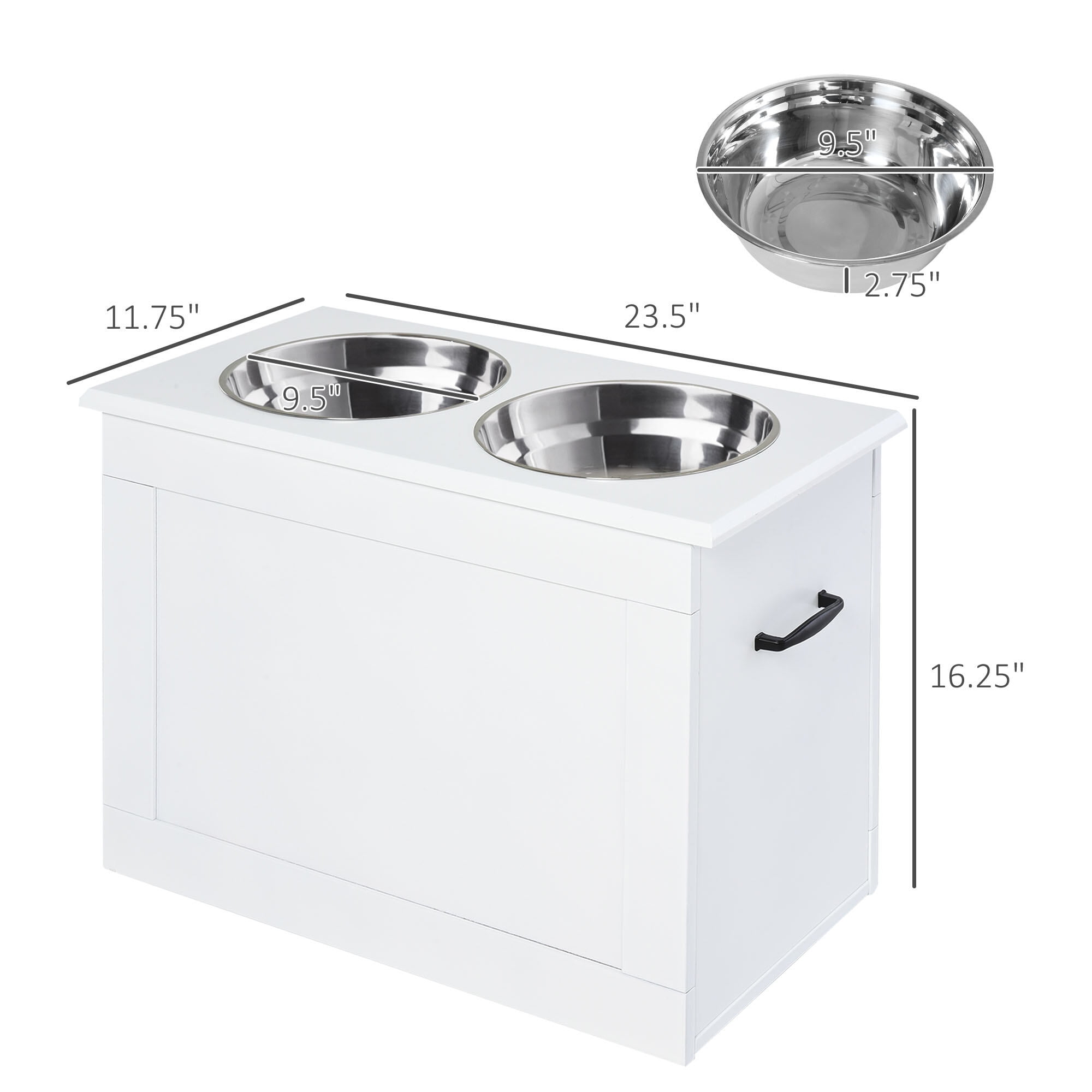 Orthopedic Dog Bed, Elevated Feeder Stand Stainless Steel Bowl Raised Pet Feeding Storage Station with Stainless Steel Bowls Base, White Dog Bed,Mdf Cat Bed, Pet Supplies Pet Beds & Furniture