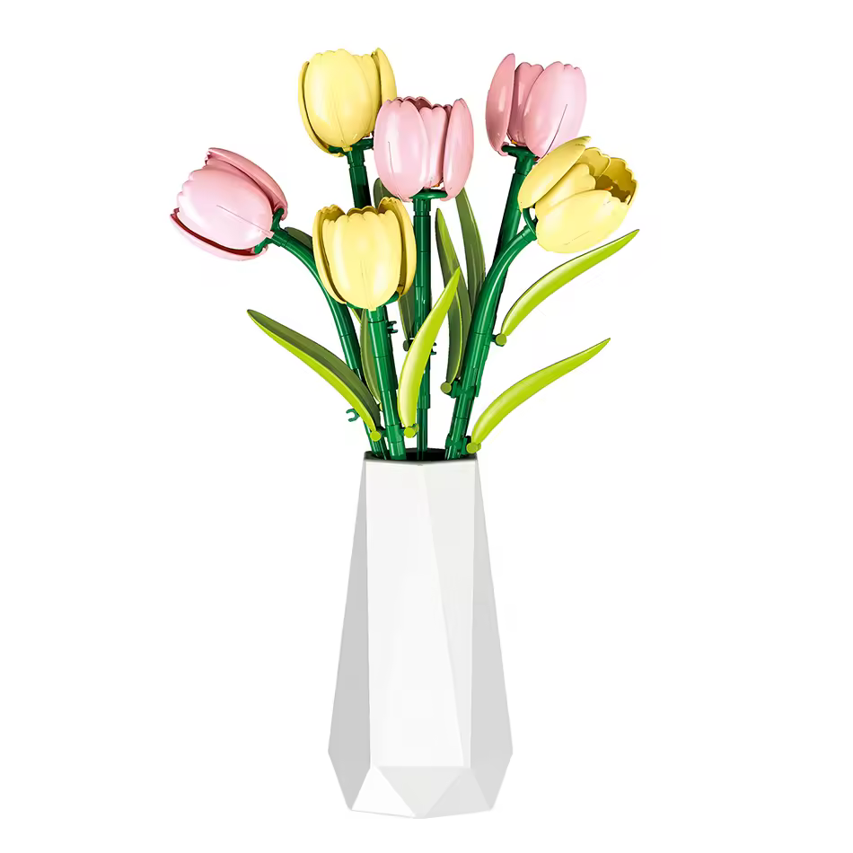GZBricker Tulip Building Set Compatible with Lego Flower With Pot Plant Botanical Collection Ornament Home Decor for Adults