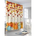 thumbnail image 3 of Fall Shower Curtain Orange Pumpkin Shower Curtains for Bathroom Thanksgiving Decor, Waterproof Polyester Shower Curtain Set with Hooks, Standard Size 72" x 72" Autumn Maple Leaves Retro, 3 of 6