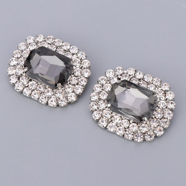 BELOVING Rhinestone Shoe Clips Wedding Buckle DIY Bride Shoe Decorative Charms - Gray,
