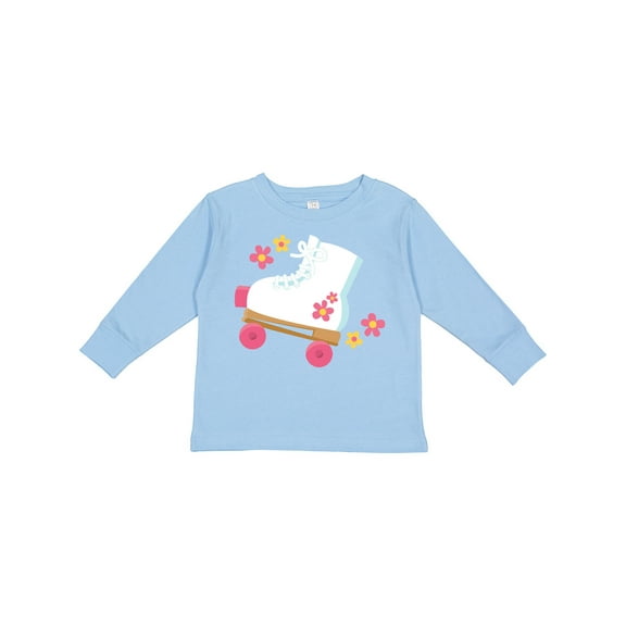 Inktastic Roller Skate Flowers Girls Long Sleeve Toddler T-Shirt