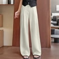 thumbnail image 2 of Enjoytime Womens Pants High Waisted Straight Leg Wide Leg Trousers Solid Color Soft Casual Loose Comfy Pants Beige M, 2 of 5