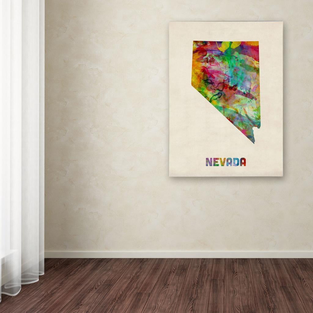 Trademark Fine Art "Nevada Map" Canvas Wall Art by Michael Tompsett