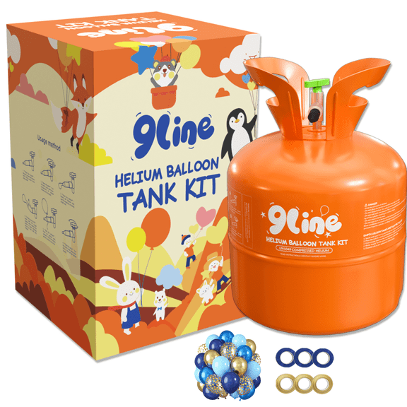 Helium Tank with 50 9" Latex Balloons & Ribbon
