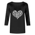 thumbnail image 4 of ABATAB Plus Size Womens 3/4 Sleeve V Neck T Shirts Valentina's Day Spring Shirts Love Heart Printed Gift Casual Tees Clothes, 4 of 6