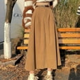 thumbnail image 2 of Womens Corduroy Skirt New High Waist Vintage A-Line Maxi Skirt Khaki S YIWEI, 2 of 11