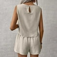 thumbnail image 4 of RMGVDSD Women's Two Piece Outfits Solid Color Sleeveless Tank Tops And Shorts Casual Fashion 2 Piece Set Comfortable Loose Loungewear, 4 of 9