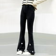 thumbnail image 2 of Lopecy-Sta Flare Jeans for Kids Bell Bottom Teen Denim Pants Flared Ripped Cute Bootcut Mid Rise Elastic Band Pockets Kids, 2 of 3