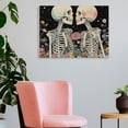 thumbnail image 3 of ZFLMY Skeletons Flowers Moon Canvas Prints Wall Art Halloween Modern Decor Ready To Hang Room Home Art 16x12in, 3 of 6