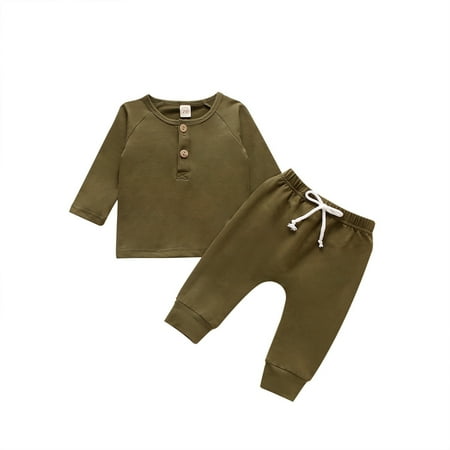 

Infant Baby Girls Spring and Autumn Long Sleeve Pants Set Classic Versatile Solid Round Neck Pullover Sweatshirt Sports Pants 2PK Children s Casual Set