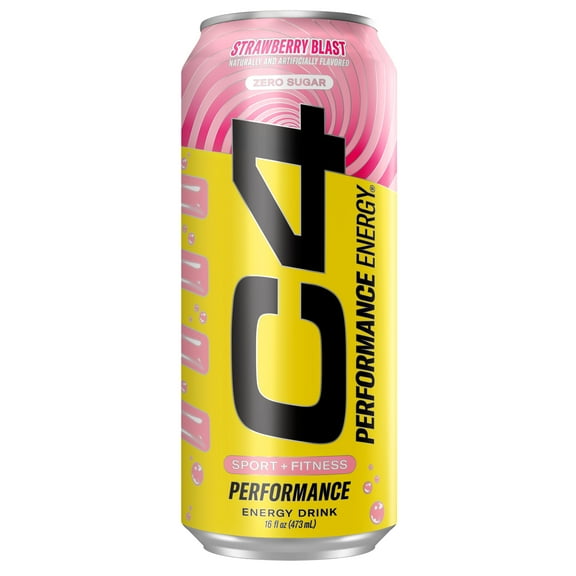 C4 Performance Energy Drink, Strawberry Blast, 16oz, Single Can