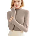 thumbnail image 2 of Crewneck Sweaters for Women Oversized Spring Winter Outfits Long Sleeve Soft Dressy Clothes Casual Pullover Tops Light Brown M, 2 of 9