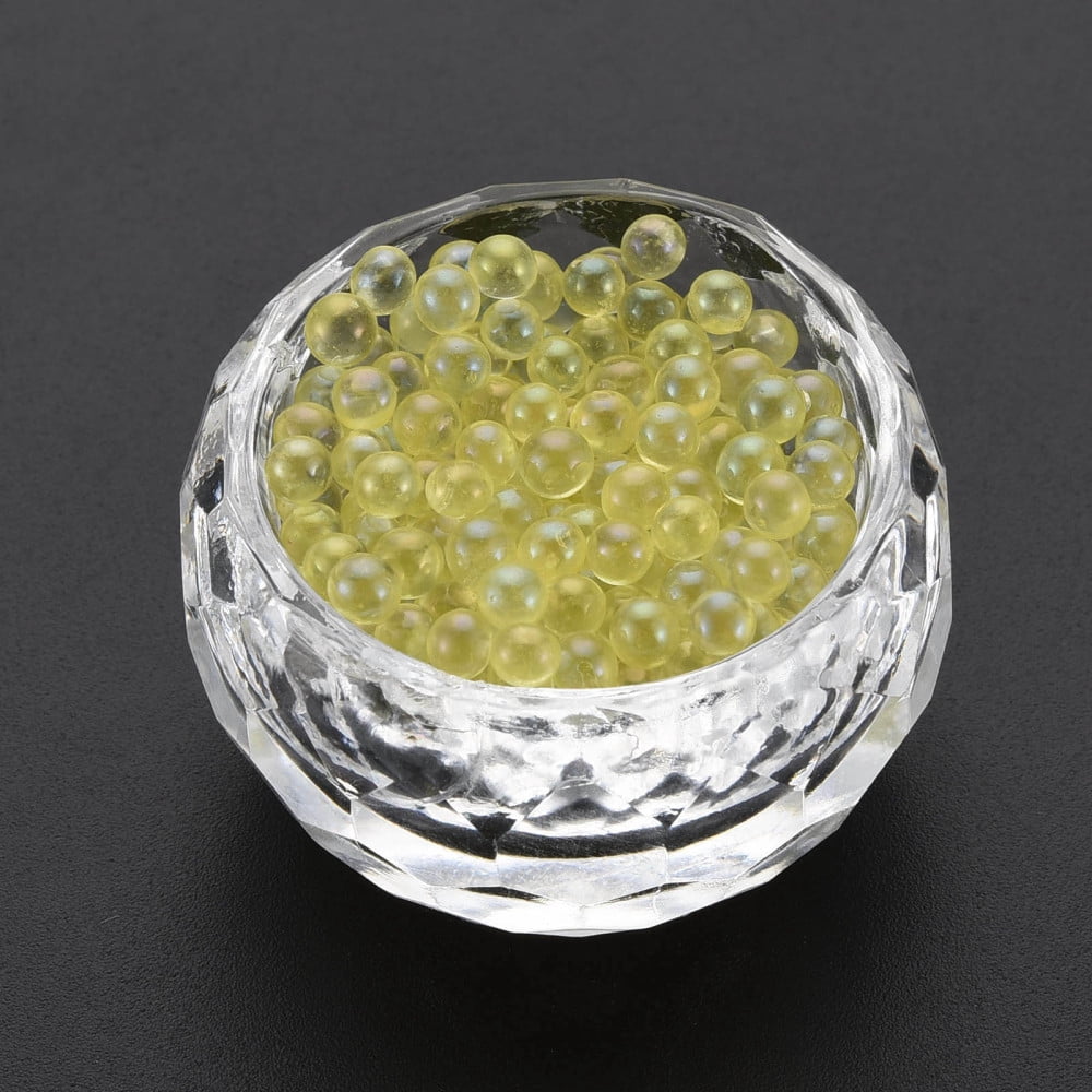DIY Nail Art Decoration Mini Glass Beads Tiny Caviar Nail Beads AB Color Plated Round No Hole Yellow 3.5mm 450g/bag