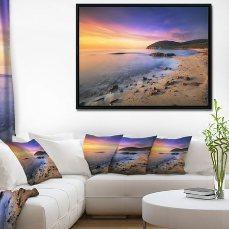 - DESIGN ART Designart 'Sunset in Cala Violina Bay Beach' Extra Large Seashore Framed Canvas Art