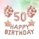 thumbnail image 2 of Juego de 37 globos decorativos de 50 años, color oro rosa, de látex natural, con lentejuelas y película de aluminio para fiesta de cumpleaños., 2 of 6