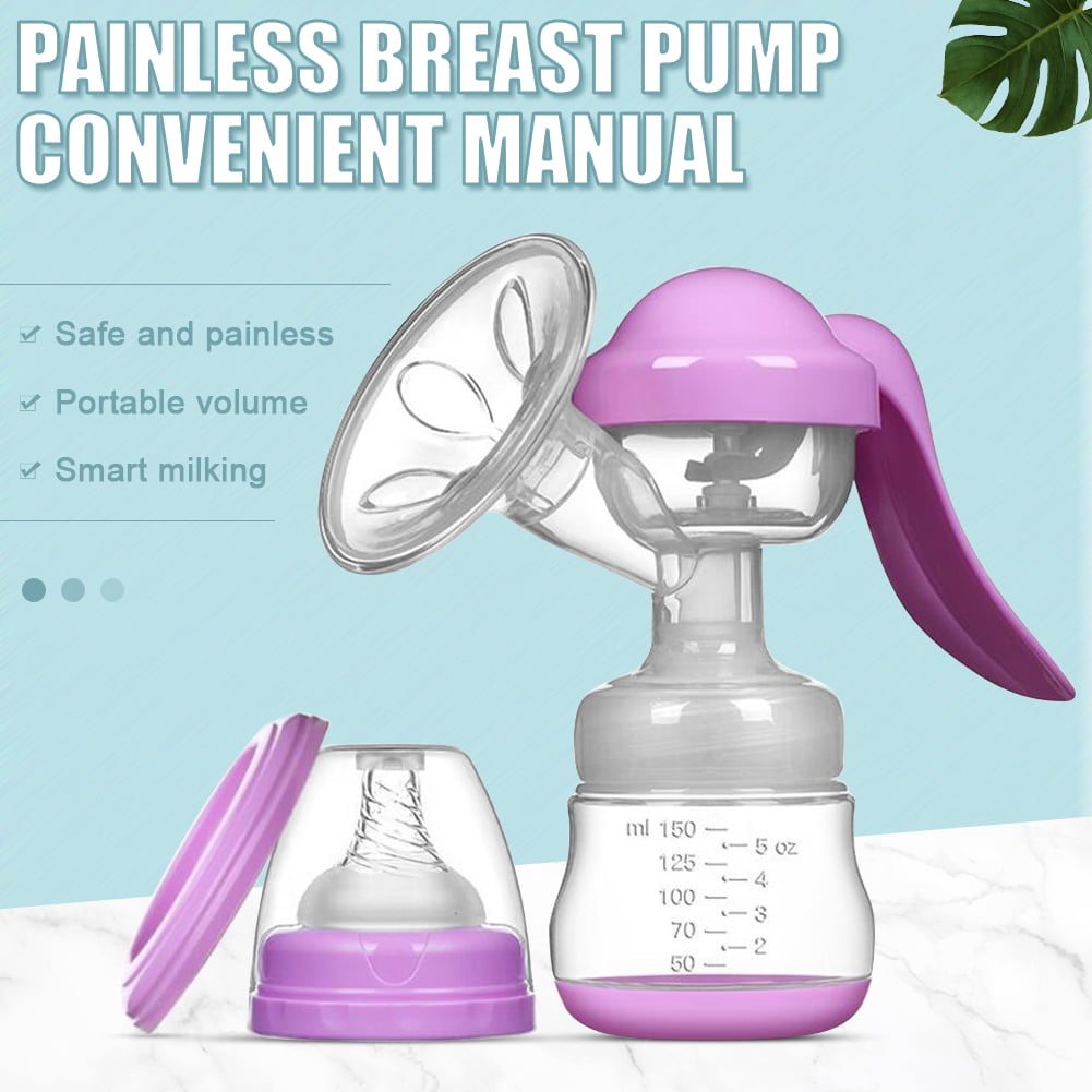 Manual Breast Pump Silicone Hand Breastfeeding Food Grade BPA-Free Milk W/ Lid L 
