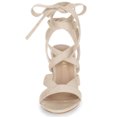 thumbnail image 3 of BLISSFUL STEP Women's Open Toe Crisscross Lace Up Block Heel Sandals Beige 8.5, 3 of 7