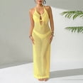 thumbnail image 2 of Idoravan Beach Cover Ups for Women Crochet Women's Fashion Casual Solid Color Round-Neck Summer Sleeveless Blouses Cover Ups, 2 of 7