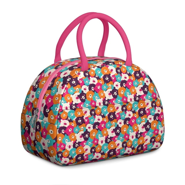 Sac à Lunch Boho Ours Sauvage – Imprimé Ours de Forêt Dessin Animé, Réutilisable, Durable et Esthétique Sac à Lunch Isolé