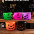 thumbnail image 5 of Plastic Pumpkin Bucket, Pumpkin Candy Bucket with Handle, Halloween Buckets for Kids Party Favors Supplies, Trick or Treat Bucket, Jack O Lantern Bucket, Pumpkin Pail, Halloween Decor, 7.1", Purple, 5 of 9