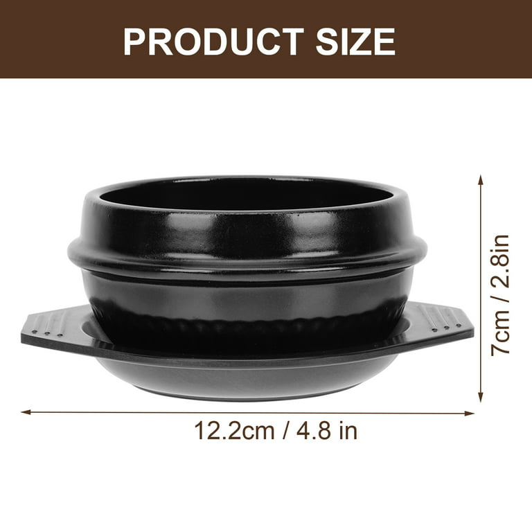 Premium Ceramic Black Casserole Clay Pot with Lid,for Cooking Hot Pot Dolsot Bibimbap and Soup