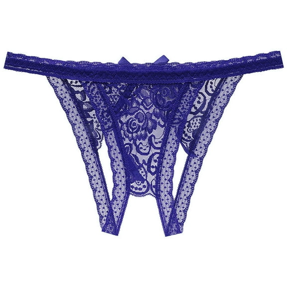 Bigersell Womens Lace Briefs - Ladies Crotchless G-String Thongs Underwear for Women Lingerie Panties Blue One Size