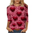 thumbnail image 2 of VKOYWKM Women's Valentine T Shirts Romantic Love Graphic Tees 3/4 Sleeve Loose Fit Spring T-Shirt Holiday Tops Crew Neck Valentine's Day Tshirts, 2 of 5
