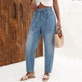 thumbnail image 2 of SBYOJLPB Women Denim Pants Drawstring Loose Casual Jogging Jeans Trousers, 2 of 8