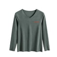 thumbnail image 5 of Women's Plus Size thermal Underwear Top Fleece Lined V Neck Long Sleeve Warm Base Layer Shirt Soft Comfy Cold Weather Top for Loungewear Daily Wear Army Green, 5 of 7