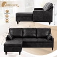 thumbnail image 4 of ACMEASE 76" Sectional Sofa Couch with Reversible Chaise, Suede Leather L Shaped Sofa w/USB Charger Ports & Storage Bag, Convertible Modern Couch w/Storage Space for Living Room, Small Space, Black, 4 of 7
