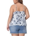 thumbnail image 4 of DARING DIVA Women's Plus Boho Floral Loose Spaghetti Strap Cami Top 1X Navy Blue, 4 of 6
