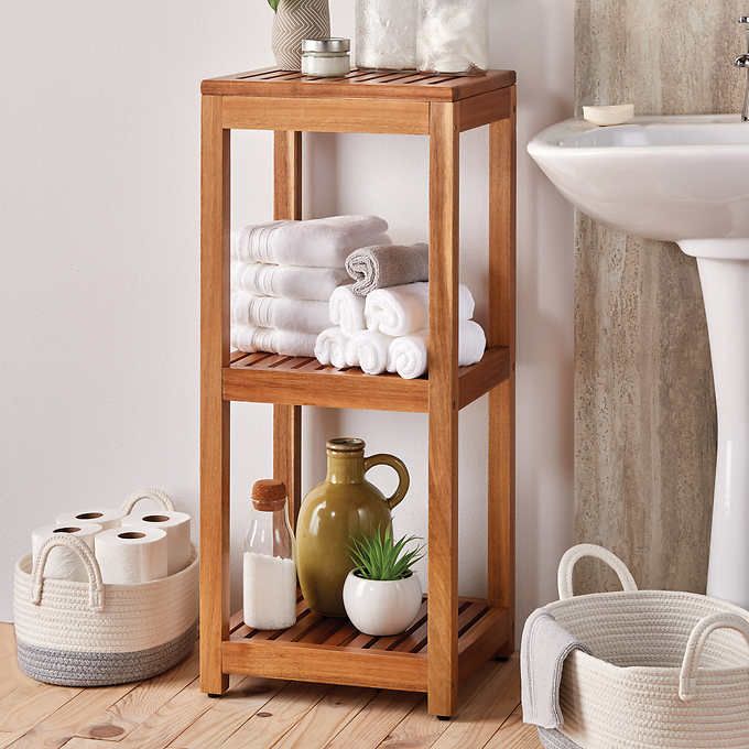 Mesa 3 Shelf Acacia Storage Tower Storage Shelf