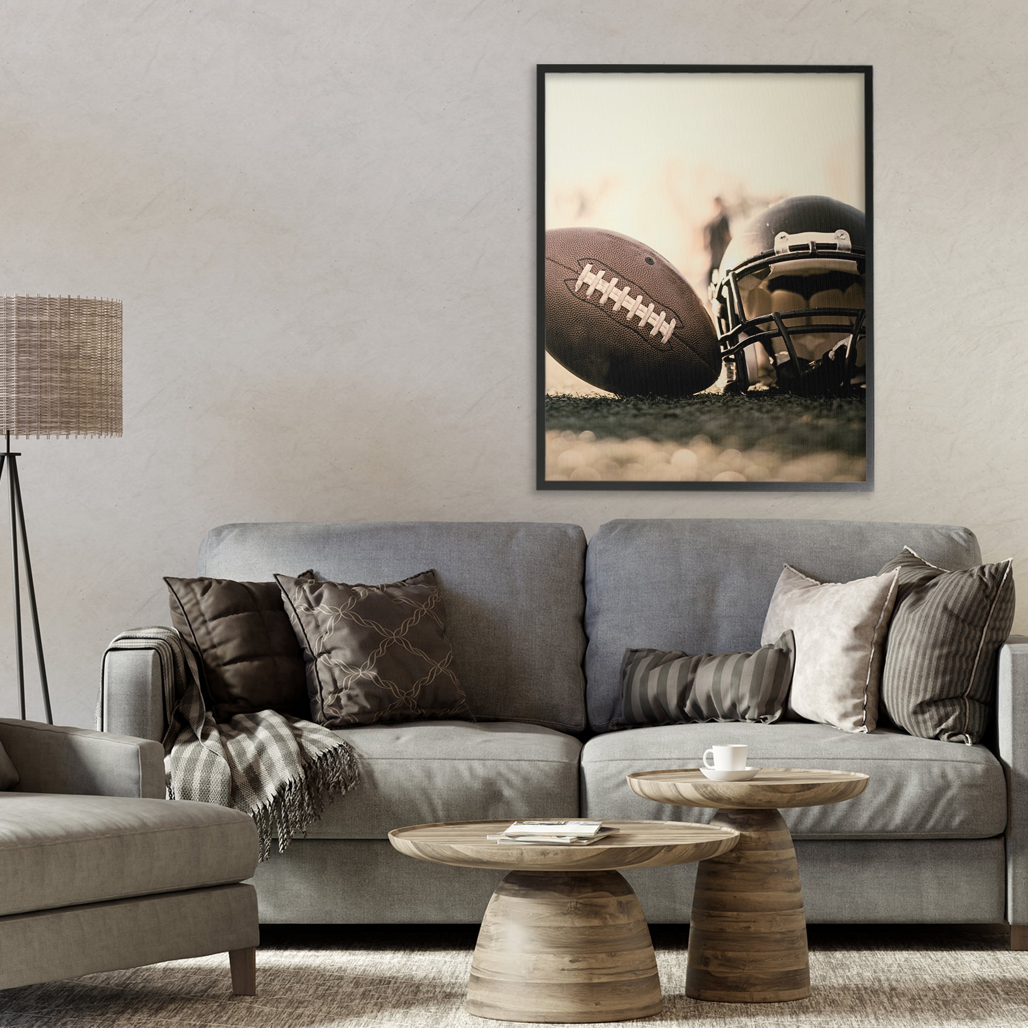 Stupell Industries Football Stand Alone Black Framed Giclee Art, design by Jesse Keith