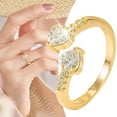 thumbnail image 2 of Mfigree Diamond Zirconia Heart Ring Female Open Rose Zirconia Ring Finger Ring Light Fashion Jewelry Statement Ring Set, 2 of 4