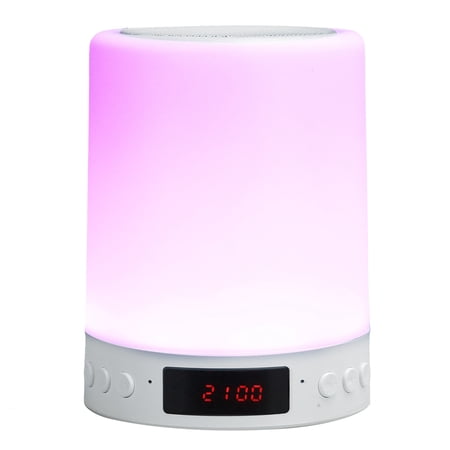 Riousery Premium Bluetooth Speaker Alarm Clock with Colorful Touch Control LED Desk Table Lamp, 5.12 inches / 13.0 cm
