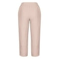 thumbnail image 4 of WIZUTIZ Palazzo Pants for Women Casual Long Plus Size Casual Relaxed Fit Wide Leg Trousers Spandex Elastic High Rise 7/8 Length Pants Solid Asymmetrical Cropped Sweatpants for Lady Cycling Club Pink, 4 of 4