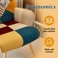 thumbnail image 4 of FRMALL Wingback Armchairs Patchwork Accent Chair Set of 2 with Wood Legs for Living Room, Boho Blue, 4 of 8